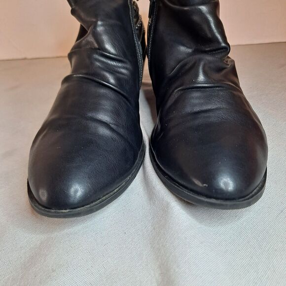 SM New York Geronimo Booties Womens 10 Black Faux Leather Grunge Moto Goth - Picture 10 of 11